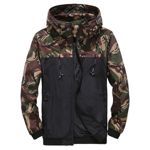 Half Camo Windbreaker Jacket Green, XS - Streetwear Jacket - Slick Street