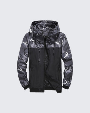 Half Camo Windbreaker Jacket , - Streetwear Jacket - Slick Street