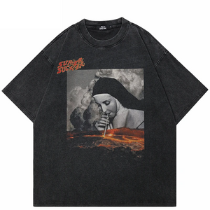 Retro Sister Super Sucker Graphic Oversized T-Shirt , - Streetwear T-Shirts - Slick Street