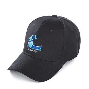 Aesthetic Ocean Waves Cap Black, One Size - Streetwear Cap - Slick Street