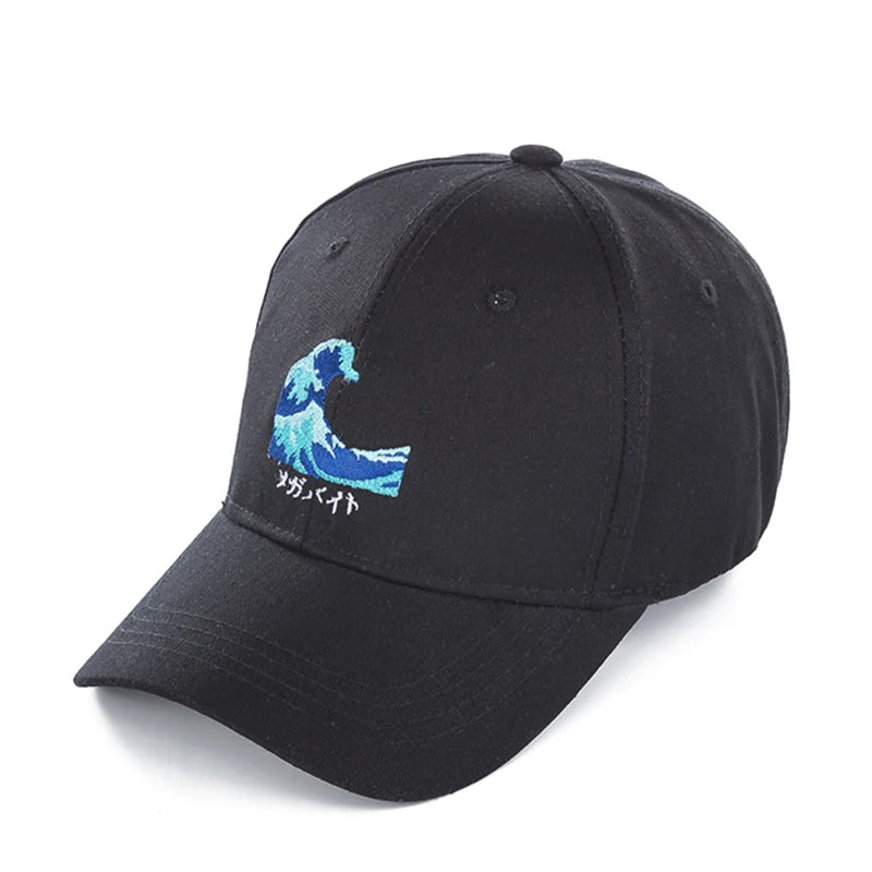 Aesthetic Ocean Waves Cap Black, One Size - Streetwear Cap - Slick Street