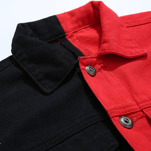 CONFIDEN Black Red Two Half Color Jacket , - Streetwear Jacket - Slick Street