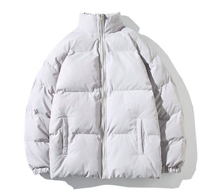 Puffer Mandarin Collar With Puff Sleeves Jacket light gray, S - Streetwear Jacket - Slick Street