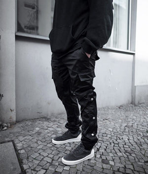 Straight Legging Popper Pants , - Streetwear Pants - Slick Street