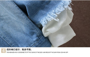 Devil Lion Cloud Denim Ripped Hooded Jacket , - Streetwear Jacket - Slick Street