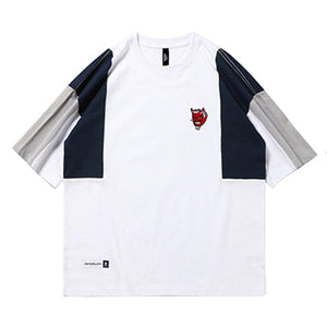 BEFEARLESS Devil Logo Color Block T-Shirt White, XS - Streetwear T-Shirts - Slick Street