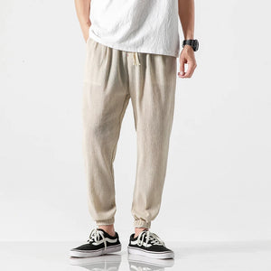 Drawstring Cropped Elastic Waist Casual Pants Beige, M - Streetwear Pants - Slick Street