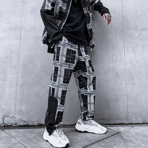 HIPHOP Checkered Patchwork Pants , - Streetwear Pants - Slick Street