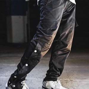 Straight Legging Popper Pants , - Streetwear Pants - Slick Street