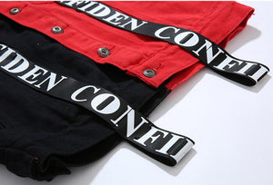 CONFIDEN Black Red Two Half Color Jacket , - Streetwear Jacket - Slick Street