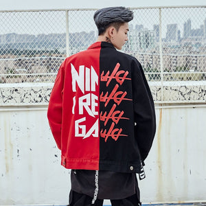 CONFIDEN Black Red Two Half Color Jacket , - Streetwear Jacket - Slick Street