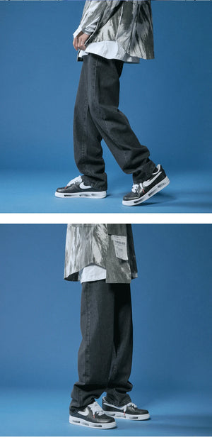 Straight Hip-hop Drawstring Wide Leg Pants , - Streetwear Pants - Slick Street