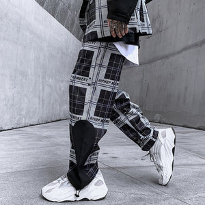 HIPHOP Checkered Patchwork Pants , - Streetwear Pants - Slick Street