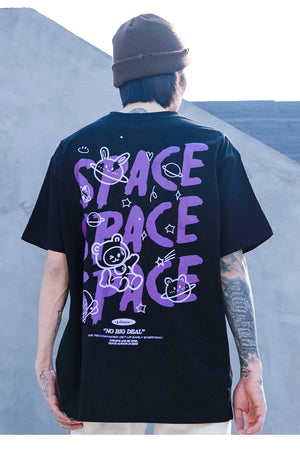 Space Rings Happy Bear Anime T-Shirt , - Streetwear T-Shirts - Slick Street