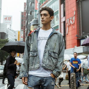 Vest With Rose Collar Denim Jackets , - Streetwear Jacket - Slick Street