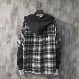 Two Shaded Plaid Check Hoodie , - Streetwear Hoodie - Slick Street