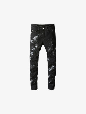 Ebony Black Stars Patch Jeans black, 26 - Streetwear Jeans - Slick Street