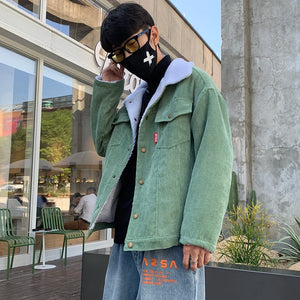 PTV1 Corduroy Jacket Green, XS - Streetwear Jacket - Slick Street