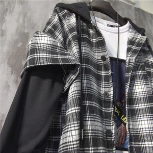 Two Shaded Plaid Check Hoodie , - Streetwear Hoodie - Slick Street