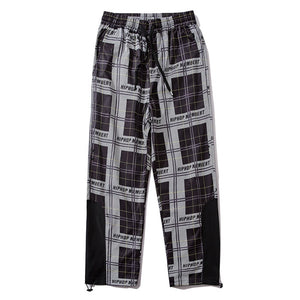 HIPHOP Checkered Patchwork Pants XS, Black - Streetwear Pants - Slick Street
