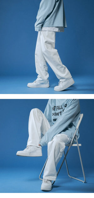 Straight Hip-hop Drawstring Wide Leg Pants , - Streetwear Pants - Slick Street