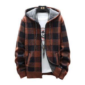 Plaid Chore Zipper Hoodie Brown, XS - Streetwear Hoodie - Slick Street