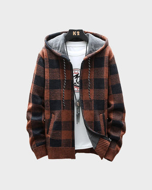Plaid Chore Zipper Hoodie , - Streetwear Hoodie - Slick Street