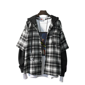 Two Shaded Plaid Check Hoodie , - Streetwear Hoodie - Slick Street