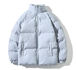 Puffer Mandarin Collar With Puff Sleeves Jacket light blue, S - Streetwear Jacket - Slick Street