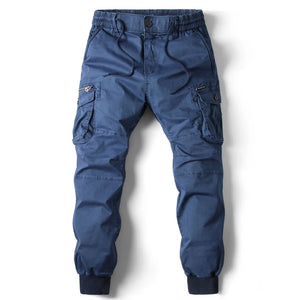 Rib Style Side Pockets Cargo Pants Royal Blue, 29 - Streetwear Pants - Slick Street