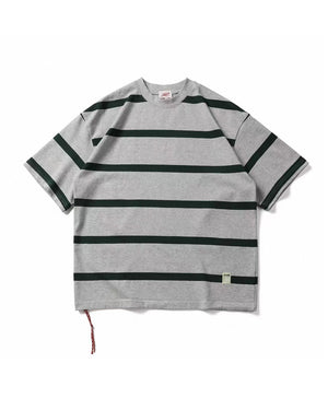 Retro Heavyweight Striped Cotton Tee , - Streetwear T-Shirts - Slick Street