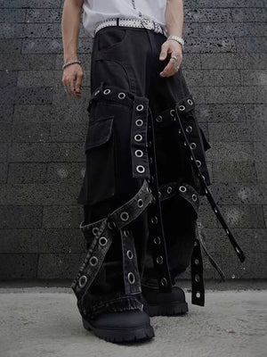 Heavy Punk Wide-Leg Pants , - Streetwear Pants - Slick Street