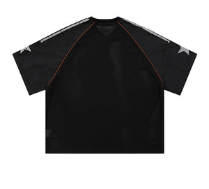 Retro 90's Star Graffiti Mesh Football Tee , - Streetwear T-Shirts - Slick Street