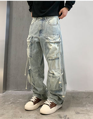 Multi Pocket Sky Blue Cargo Pants , - Streetwear Cargo Pants - Slick Street