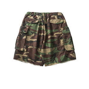 Red Solitude Outdoor Camo Drawstring Cargo Shorts , - Streetwear Shorts - Slick Street