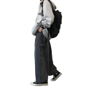 JA1 Relaxed Wide-Leg Washed Jeans , - Streetwear Jeans - Slick Street