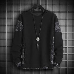 TwoTone Waffle Knit Layered Sweatshirt Black, XS - Streetwear Sweatshirts - Slick Street