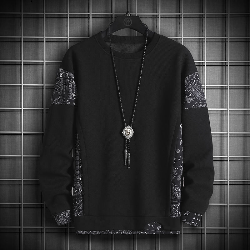 TwoTone Waffle Knit Layered Sweatshirt Black, XS - Streetwear Sweatshirts - Slick Street