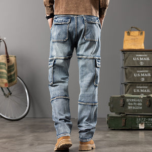 Denim Cargo Pants Jeans , - Streetwear Jeans - Slick Street