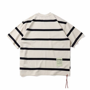 Retro Heavyweight Striped Cotton Tee , - Streetwear T-Shirts - Slick Street