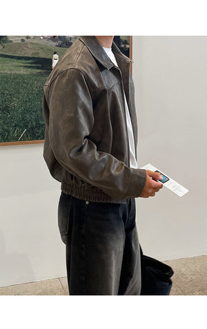 Vintage K Leather Jacket , - Streetwear Jacket - Slick Street