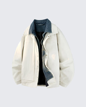 Denim Faux TwoPiece Jacket , - Streetwear Jacket - Slick Street