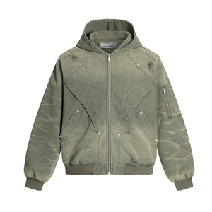 Heavy Washed Distressed Jacket , - Streetwear - Slick Street