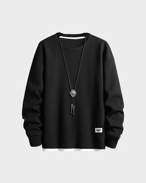 Waffle Knit Crewneck Sweatshirt , - Streetwear Sweatshirts - Slick Street