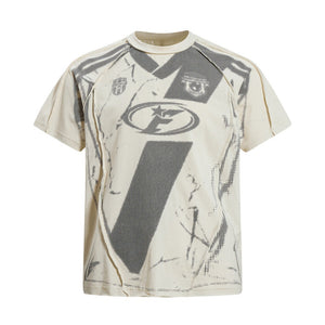 Mosaic Loose Sports Jersey Beige, XS - Streetwear T-Shirts - Slick Street