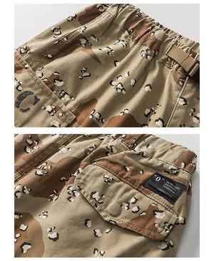 Red Solitude Outdoor Camo Drawstring Cargo Shorts , - Streetwear Shorts - Slick Street