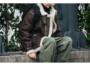 Motorcycle Suede Brown Fur Jacket , - Streetwear Jackets - Slick Street
