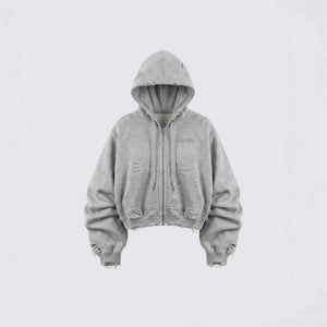 Ghost Distressed Hoodie Grey, XS - Streetwear Hoodie - Slick Street