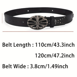 Punk Skull Studded Black Leather Belt , - Streetwear Accessories - Slick Street