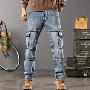 Denim Cargo Pants Jeans , - Streetwear Jeans - Slick Street